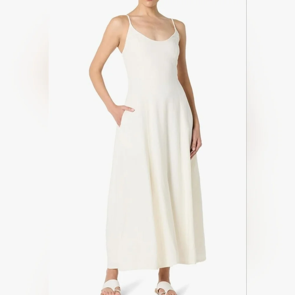 The Drop Womens Luna Scoop Neck Linen Maxi Dress Sz L - Picture 2 of 4